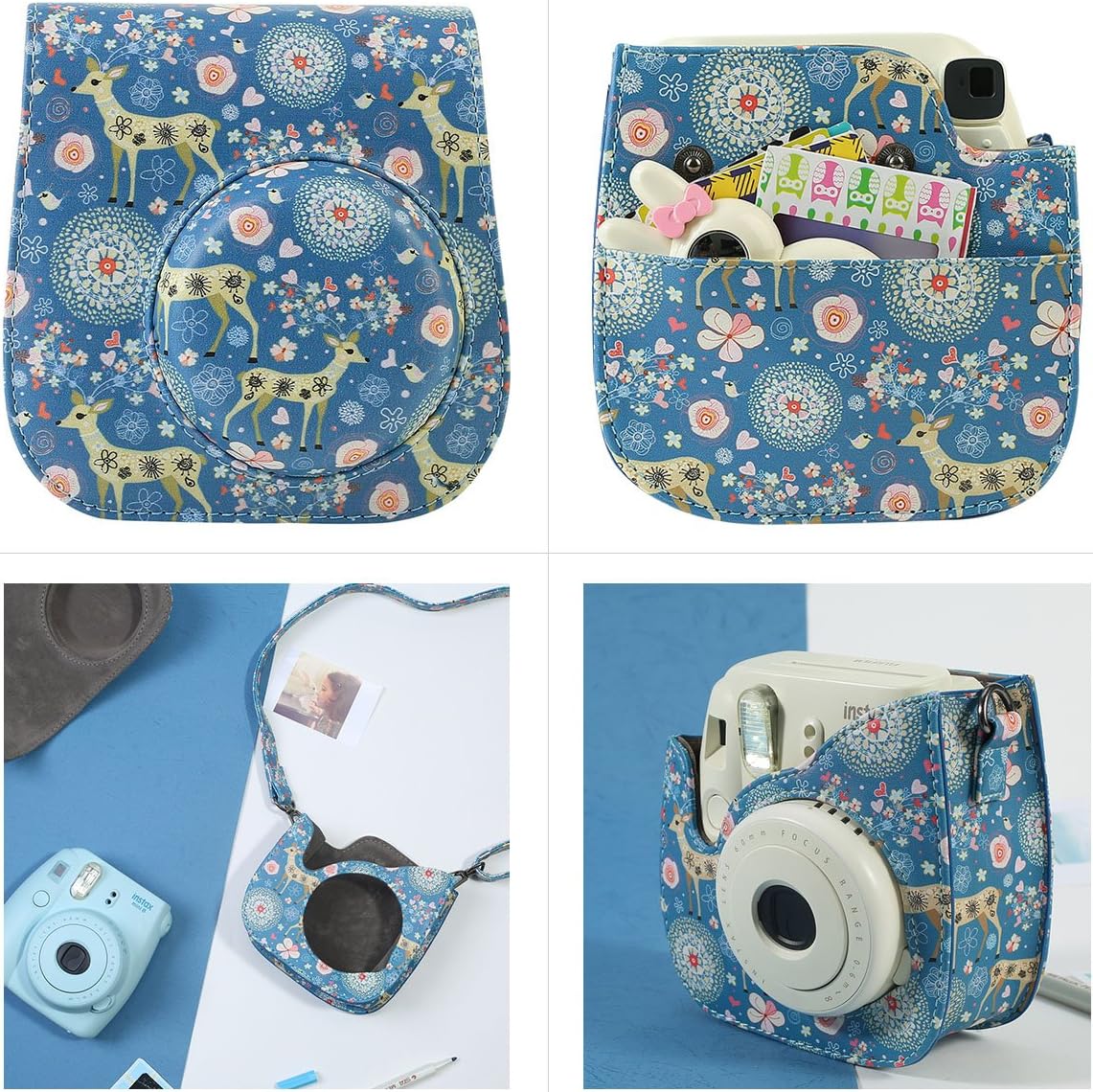 Katia Camera Case Bag Compatible for Fujifilm Instax Mini 11/9/ 8+/ 8 Instant Film Camera with Shoulder Strap and Photo Accessories Pocket - Deer