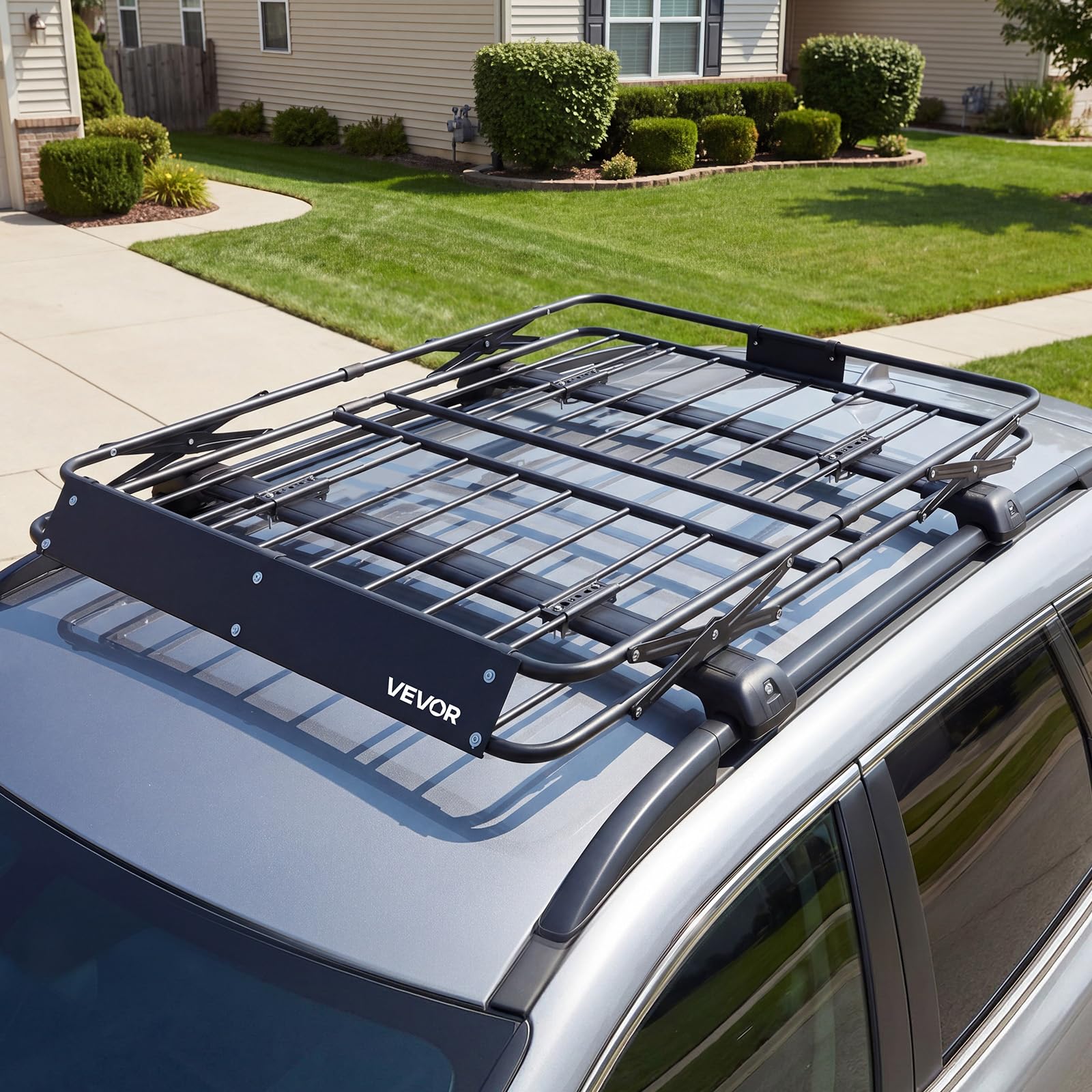 VEVOR Barra Portapacchi da Tetto da Auto, Portapacchi da Tetto per Auto 1295 x 914 x 102 mm Telaio Pieghevole a Forma di X, Carico max 90,72 kg Universale per SUV Furgoni, Campeggio, Viaggio, Pesca