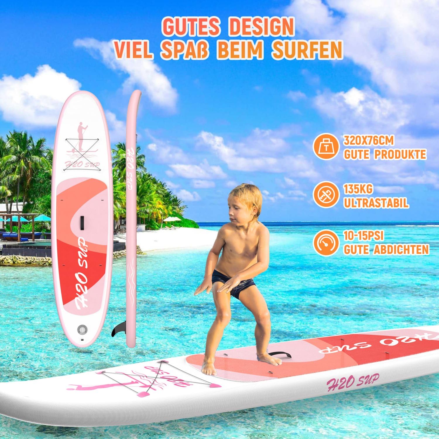 Stand Up Paddling Board-15 cm Dick Aufblasbares SUP Board,mit Rucksack,Haltbares Paddle Board Zubehör