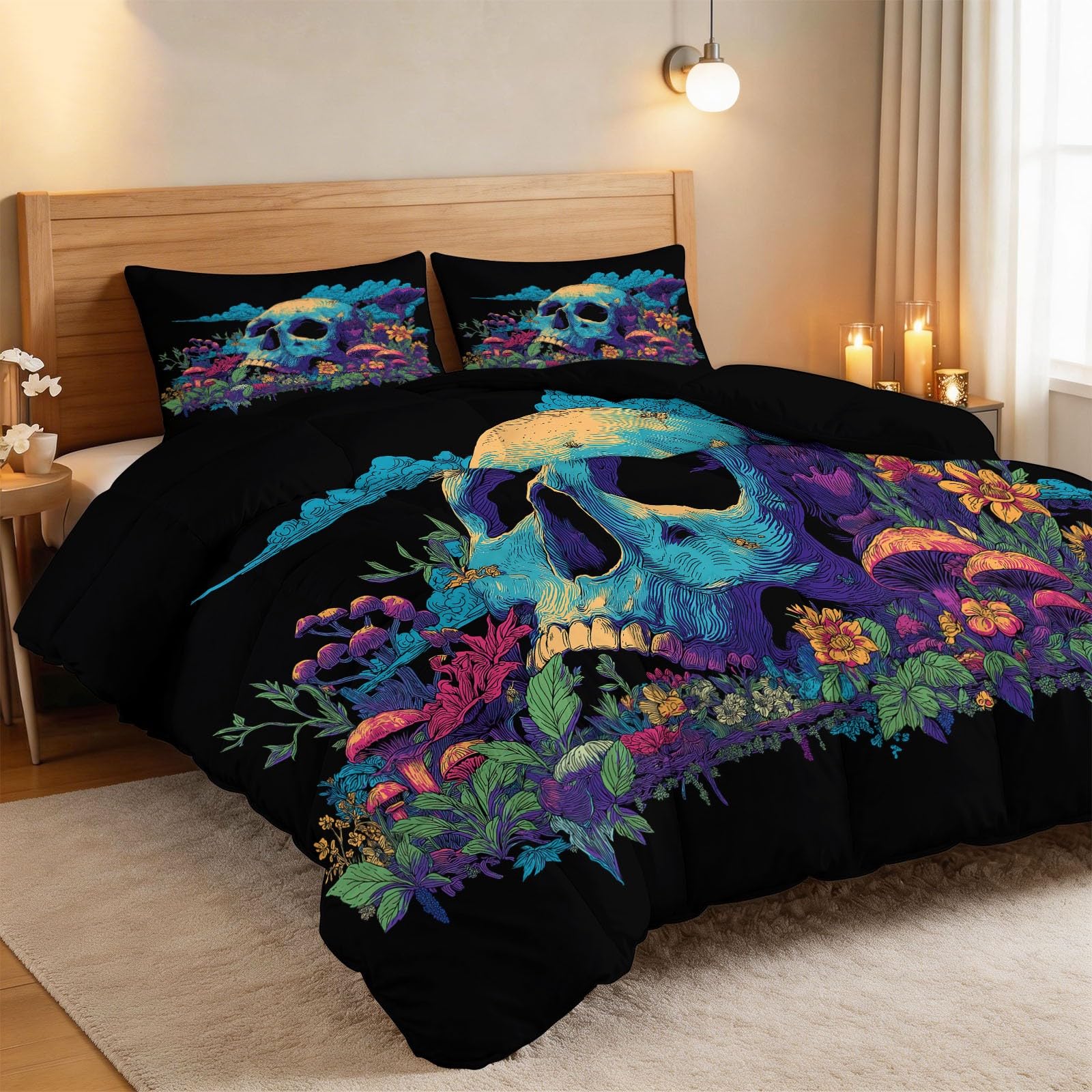Couette respirante 4 saisons 240x260 noire et douce avec 2 taies d'oreiller