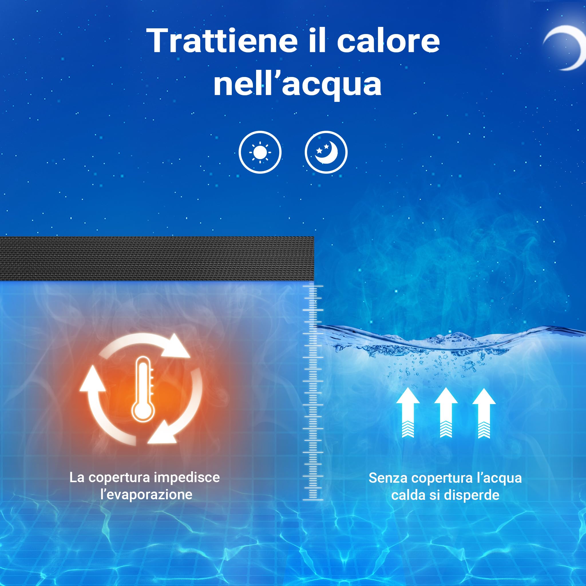 Copertura a bolle d'aria per piscina rotonda Ø 3,6m nero Protezione isotermica