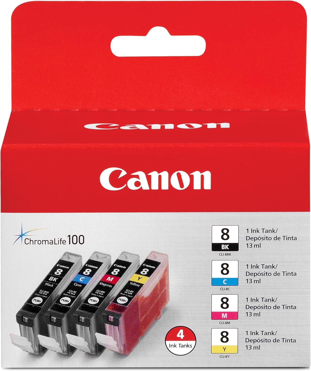 Canon CLI-8 Genuine Four Color Multi Pack, Compatible with iP5200R, iP5200, iP4200, iP4500, iP4300, MP970, MP960, MP950, MP800R, MP830, MP810, MP800, MP500, MX850, MP610, MP600, and MP530 Printers