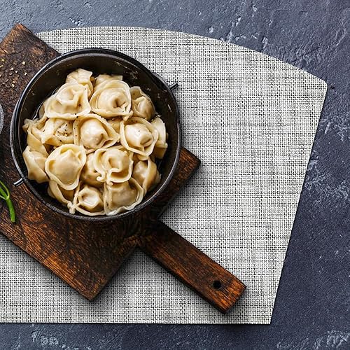 Miniatura 4 de homEdge Mantel individual de PVC, manteles individuales de cuña, manteles individuales de vinilo lavables, para mesa redonda, juego de 4 unidades,