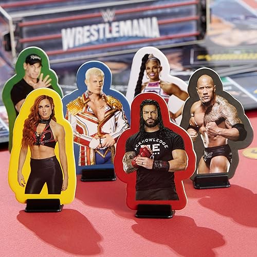 Miniatura 7 de MONOPOLY Wrestlemania Edition Juego de mesa para edades de 8 años en adelante, juego inspirado en WWE Wrestlemania, juegos familiares para 2 a 6