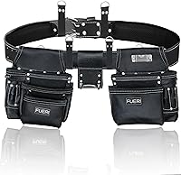 Vista 14 de FUERI Kit de herramientas para cinturón de herramientas Heavy Duty Pro Gauge Leather Rig Riveted Refuerzo Organizador de herramientas soporte