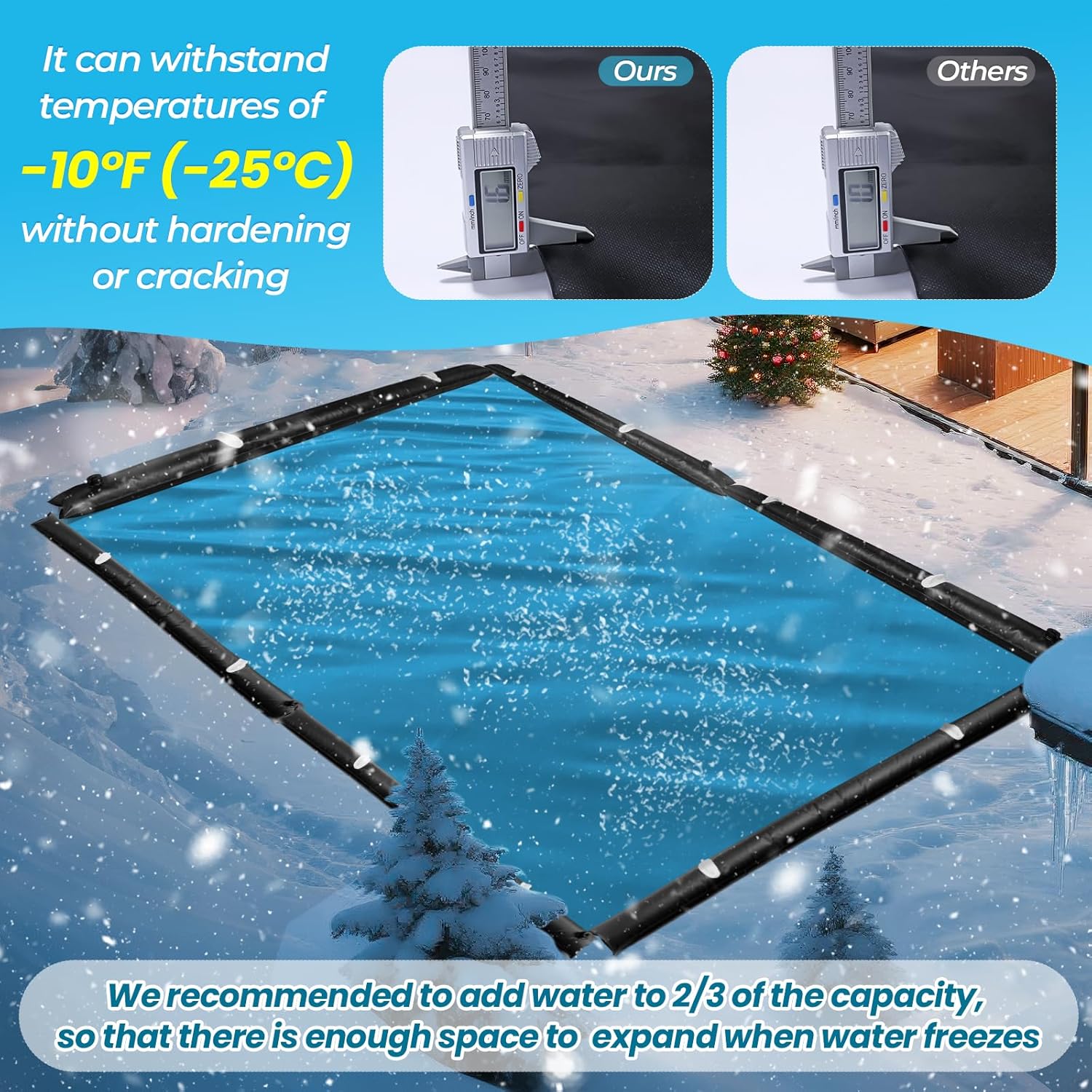 Tryly 3 Layer Composite Material Winter Pool Water Tube with 2 Handle, Thickened 0.8mm PVC Water Weight Bags, Super Strong Frost and Tear Resistance, for Inground Pool Cover (8Ft 4Pcs Black)