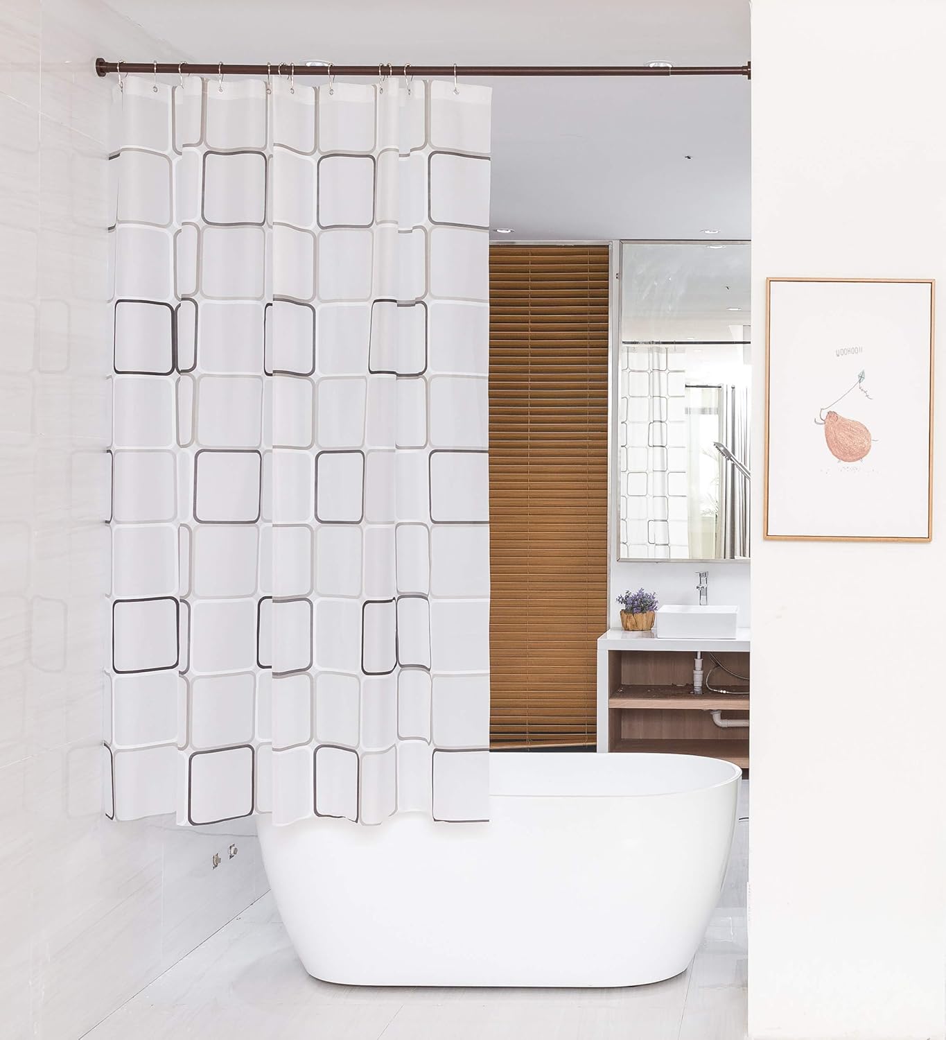 ALLZONE Spring Loaded Tension Shower Curtain Rod, 4281