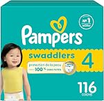 Pampers Swaddlers Diapers, Size S4 (15-34 lbs), 116 Count, Absorbent, Keeps Baby Dry and Comfortable, Skin Safe Disposable Baby Diaper