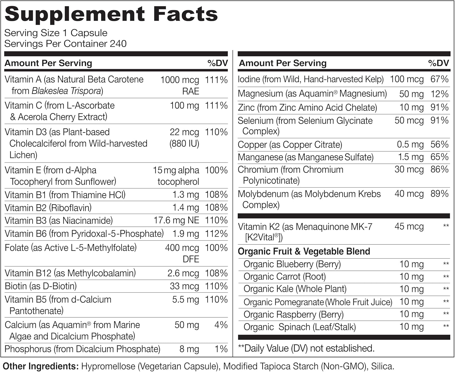 NATURELO Mens Multivitamins - One Daily Multivitamin for Men with Vitamins, Minerals & Organic Whole Foods, Boost Energy & Health, Non-GMO, 240 Vegetarian Capsules - Image 3