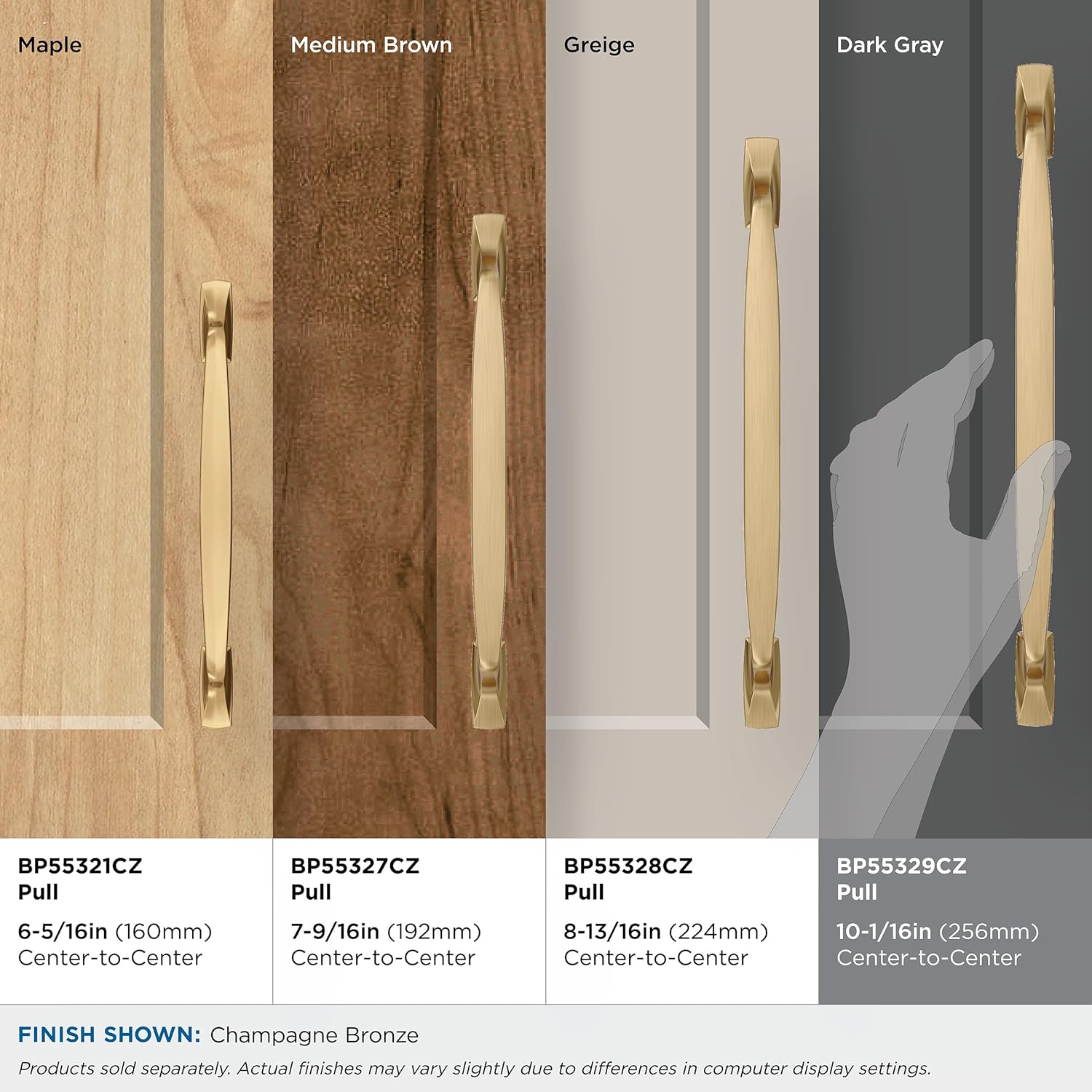 Amerock Highland Ridge 10-1/16 inch (256mm) Center-to-Center Champagne Bronze Cabinet Pull, BP55329CZ