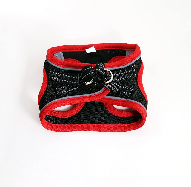 Foto 4 de 8 de Arnés para Perros Pequeños y Medianos, con Correa de 1,4 m, Reflectante, Transpirable, M, Rojo y Negro