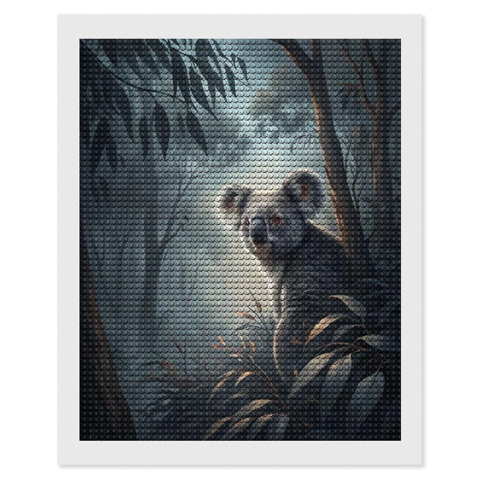 Junmoney Koala in A Misty Forest Diamond Painting Set 16"x20", Sparkling Round Gems, Decorate Your Room, Fun Craft Experience, Modern Decor