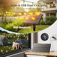 Vista 4 de addlon Cadena de luces solares para exteriores de 25 pies con alimentación solar, resistente al agua con control remoto, cadena de luces solares