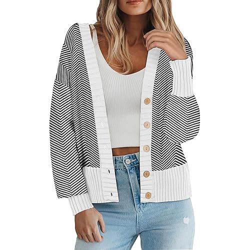 Zeagoo Women's Cardigan 2025 Fall Winter Open Front Oversized Button V Neck Loose Soft Knit Sweater