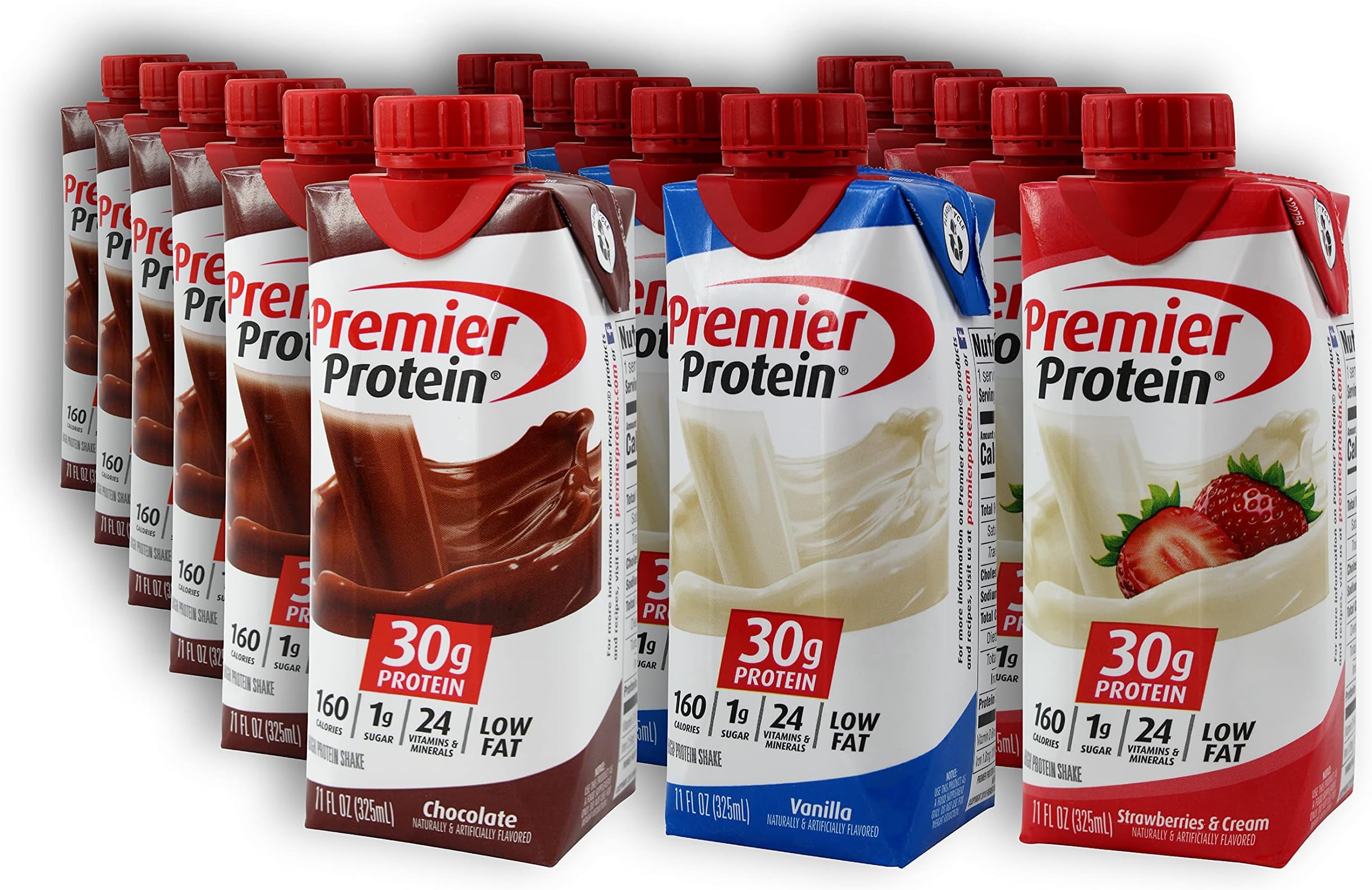 Niro Assortment,Protein Shakes Variety Pack,18 Count with 6 Each of 3 Delicious Flavors; Chocolate, Vanilla, and Strawberry,Low Fat, 160 Calories