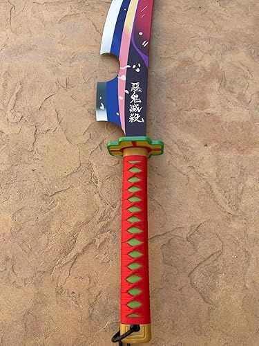 Miniatura 2 de Espada samurái de hoja de metal de 31 pulgadas para cosplay, anime Demon Sword Tengen Uzui, réplica de accesorios de katana (individual o juego)