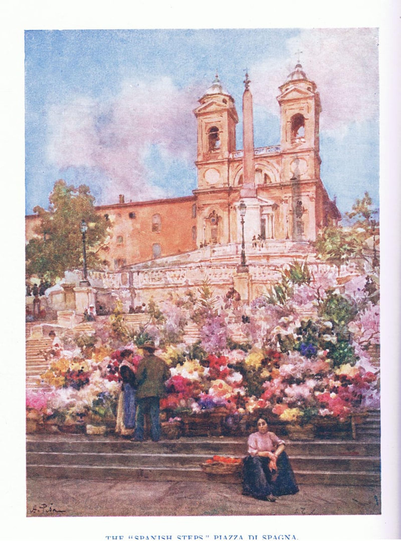 ARTXLXXBN Famous Art Print Poster Vintage Wall Art the Spanish Steps by Alberto Pisa Canvas Art Poster for Home Decor 60x90cm
