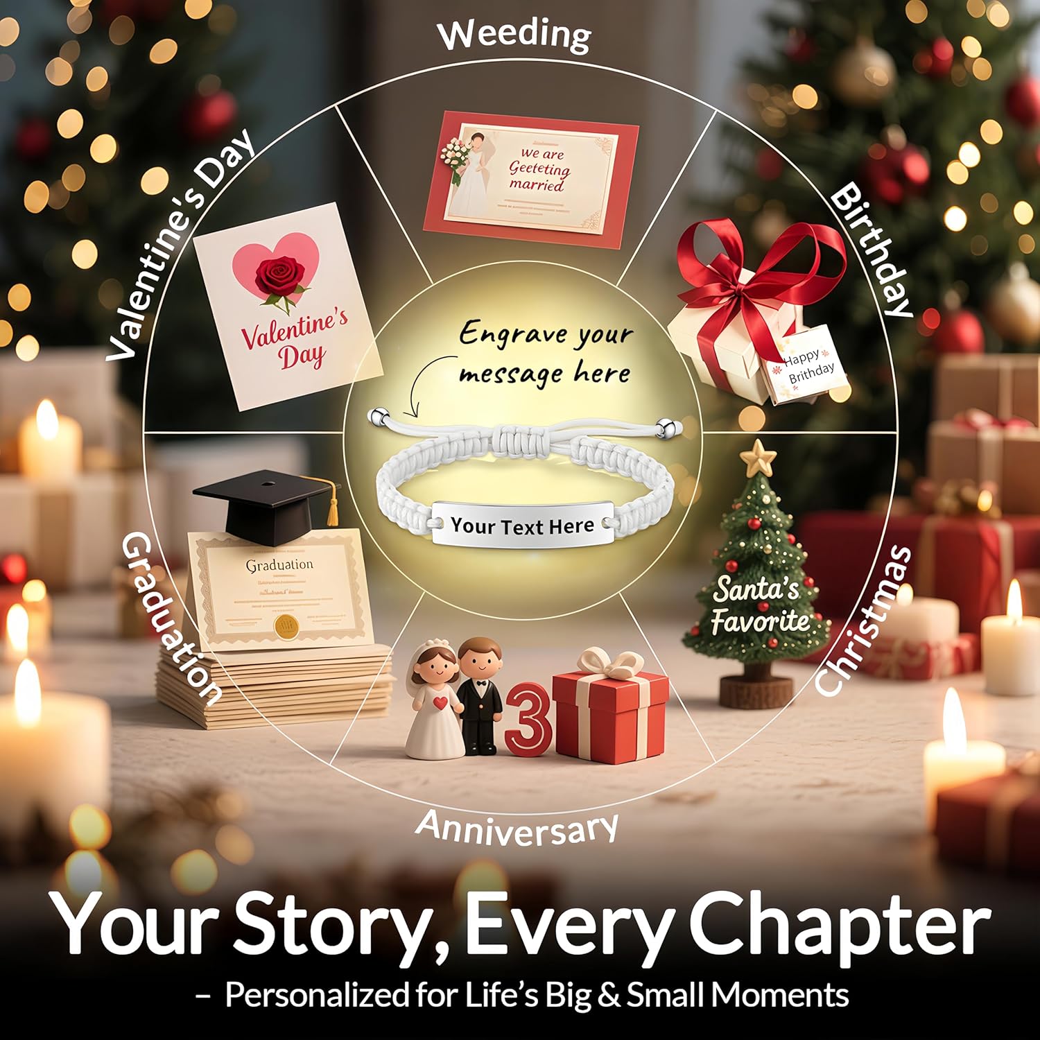 Custom Engraved Bracelet for Couples – Personalized Name Bracelet with Adjustable Braided Rope & Stainless Steel Plate – Romantic Gift for Anniversary, Valentine's Day, Birthday - Image 7