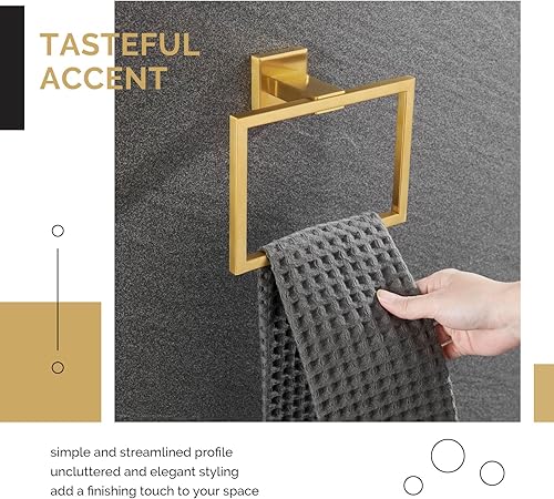 Miniatura 6 de Angle Simple SUS304 - Toallero cuadrado de acero inoxidable dorado cepillado, toallero de baño para pared, 7.09 pulgadas