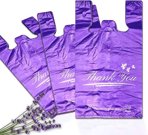 Miniatura 7 de YoYoRain Paquete de 100 bolsas de agradecimiento con aroma a lavanda morado 100 bolsas para camisetas bolsas para llevar bolsas de comestibles