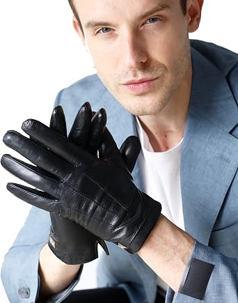 Mens NappaGloves with Warm Lining Classic Lambskin Winter Warm Touchscreen Gloves