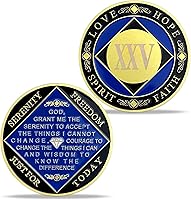 Vista 1 de Medallón NA de 25 años chapado en oro, monedas anónimas, regalo de recuperación de fichas de aniversario de cumpleaños