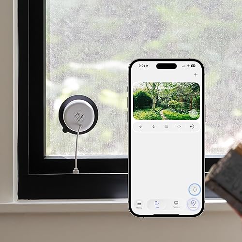 Luna - Cámara de ventana de 3MP 2K, cámaras de interior WiFi6 de 2.4 GHz para seguridad del hogar al aire libre, alerta de movimiento descriptivo