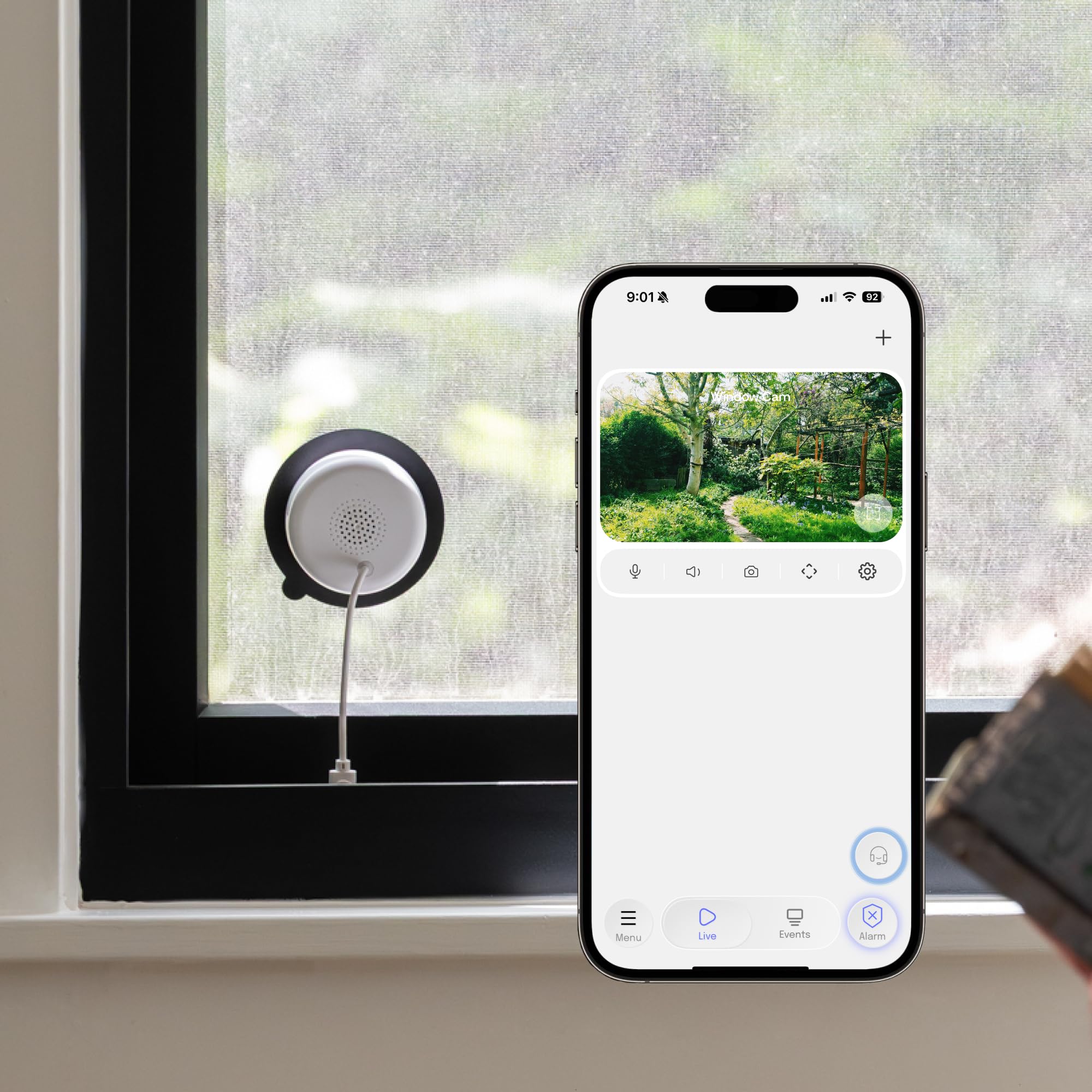 Luna 3MP 2K Window Camera, 2.4GHz WiFi6 Indoor Cameras for Home Security Outdoor, Smart AI Descriptive Motion Alert, Color Night Vision, Stick-On