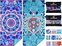 Vista 12 de Paquete de 2 toallas de playa de microfibra fina y ligera de gran tamaño, 71 x 32 pulgadas, extra grandes, sin arena, para viajes, natación