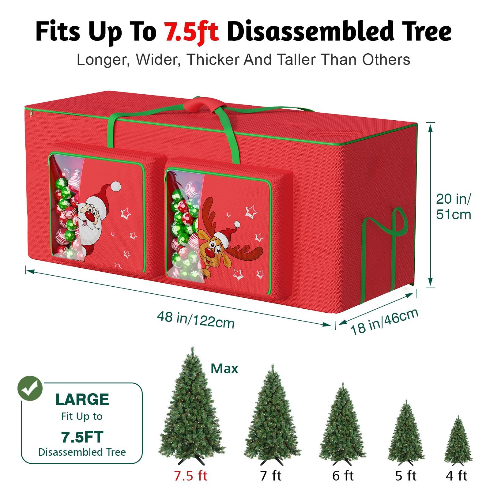 Sac de Rangement pour Arbre de Noël en Tissu Oxford Sac de Finition Sac de Rangement pour Arbre de Noël Sac de Rangement pour Couronne Anti-Insectes