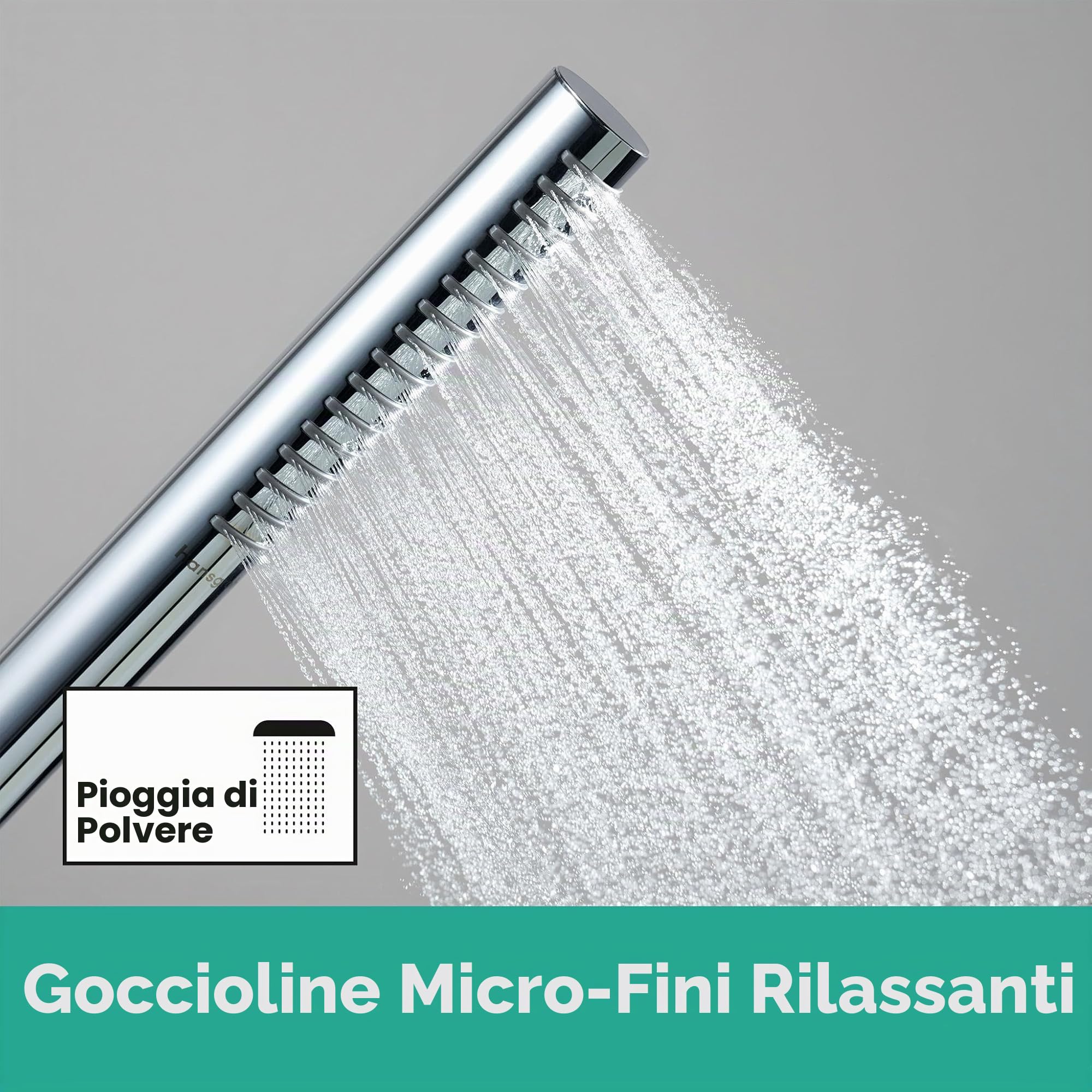 hansgrohe Pulsify S - Doccetta per doccia a risparmio idrico 5,4 l/min (EcoSmart+), Doccino con 1 getto (PowderRain), Soffione doccia con funzione anticalcare, cromo, 24126000