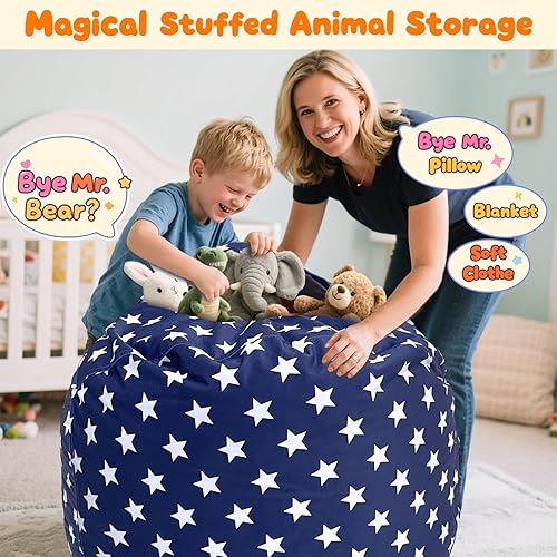 Miniatura 109 de Lukeight - Puf de almacenamiento de animales de peluche para niños, con cremallera para organizar habitaciones de niños pequeños y niños (terciopelo