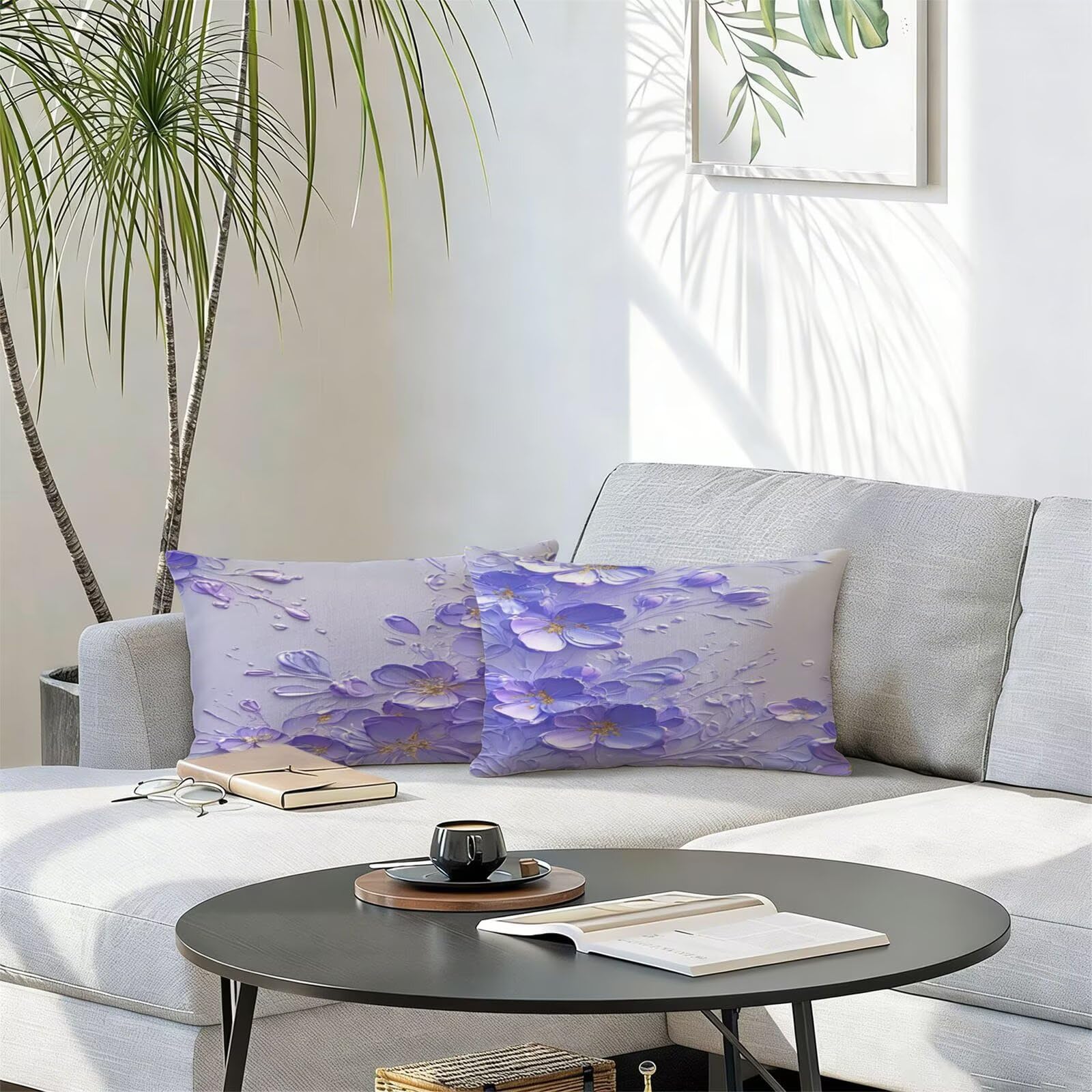 Générique Housse de Coussin Canapé Bleu 50x70cm Exterieur Impermeable Flower Taie d'oreiller Décoratif Aesthetic Housse Coussin Decoration pour Chambre Sofa Jardin Balcon Terrasse Lot de 2. T-34