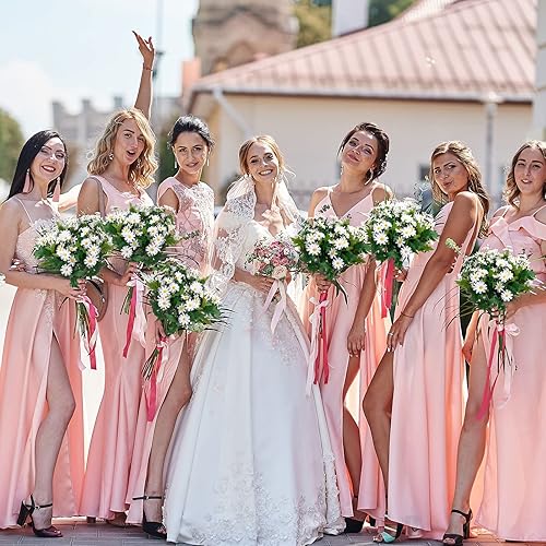 Miniatura 6 de Geosar 12 flores artificiales de margaritas artificiales resistentes a los rayos UV, margaritas falsas de seda, flores silvestres falsas con tallos,