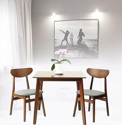 Miniatura 2 de Wickerix Juego de 2 sillas laterales modernas Yumiko de madera maciza para comedor y cocina con asiento acolchado, color marrón medio