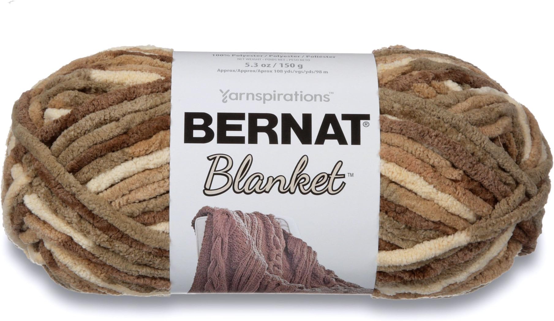 Bernat Blanket Super Bulky Yarn, 5.3oz, Guage 6 Super Bulky, Sonoma