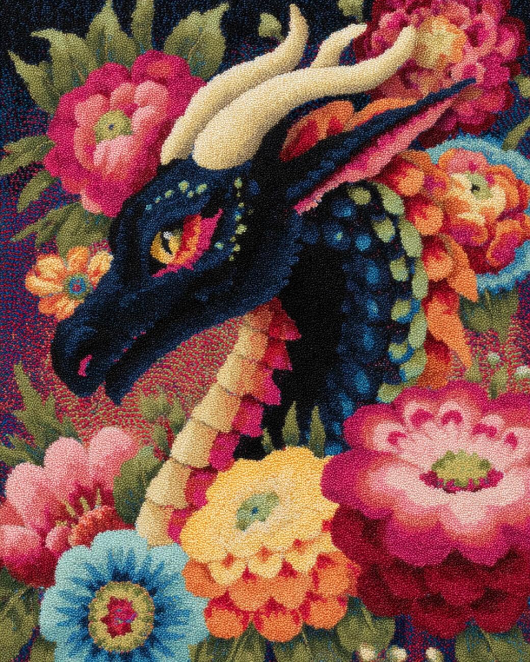 AMBATTERY Latch Hook Rug Kit Cartoon Dragon 90x120cm