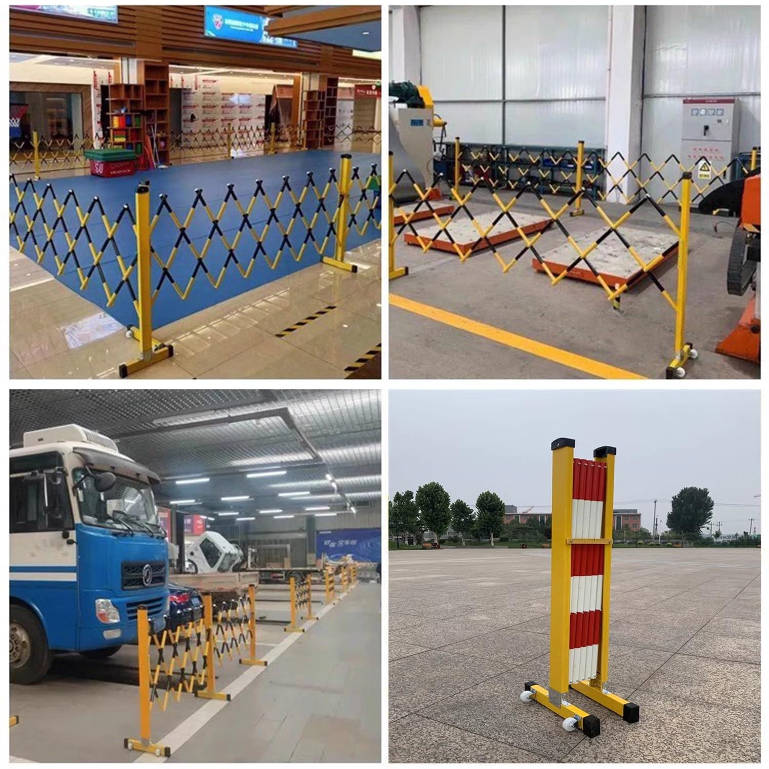 Barrera de seguridad de metal para puerta de tráfico con ruedas para seguridad vial, aislamiento de sitios de construcción, eventos al aire libre y control de acceso portátil