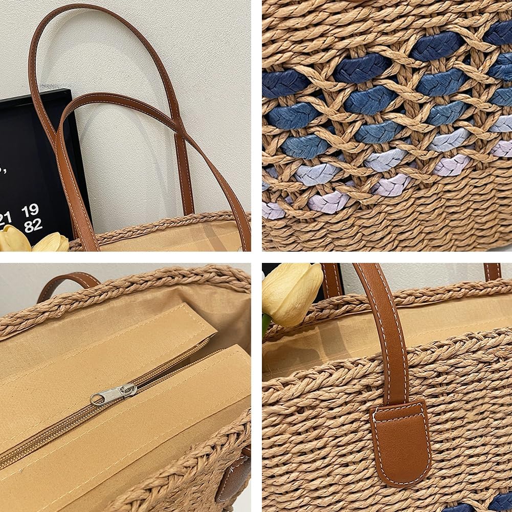 Women’s Tote Bag Straw Beach Shoulder Handbag Fashion Purse 2026 Summer Vacation Travel Woven Top Handle Bag - Image 5