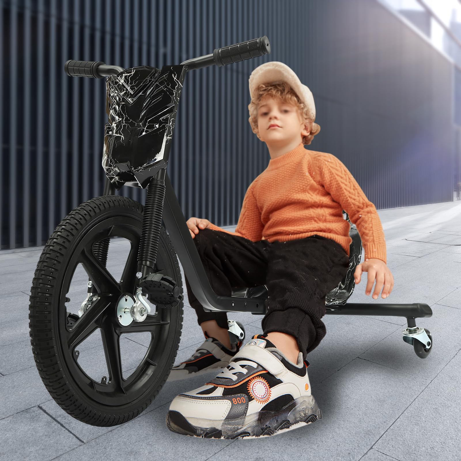 Drift Dreirad Pedal Drift Trike Drift Kart für Kinder, Pedal Go Kart Schwarz eBa