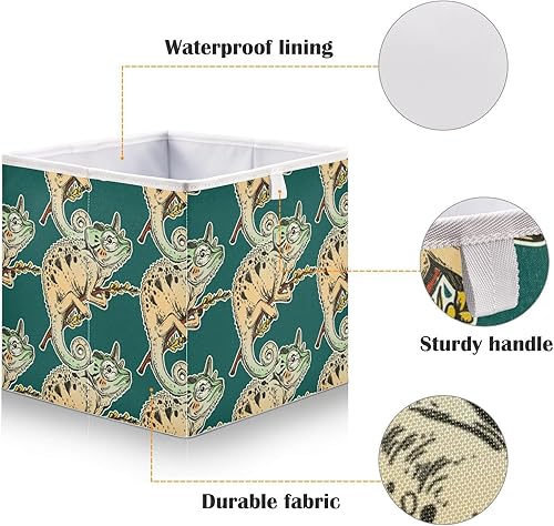 Miniatura 3 de Emelivor Cubo de almacenamiento de tela con forma de lagarto, caja de almacenamiento plegable, organizador grande de armario, cestas para estantes,