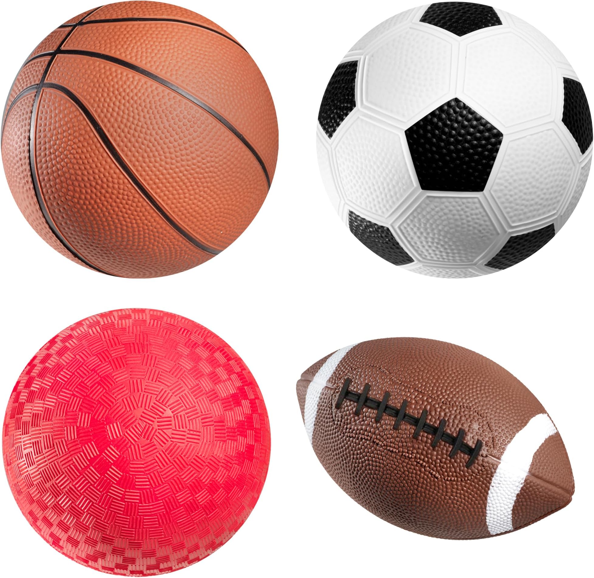 Bedwina Sports Balls With Hand Pump For Kids - (pack Of 4) 6-inch Diameter Rubber Sport Ball Toy Set Includes Mini Kids Football, Soccer Ball, Basketball And Playground For Fun Outdoors And Indoors