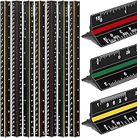 Vista 1 de Macarrie Regla triangular a escala arquitectónica, 12 pulgadas, regla de aluminio de metal con medidas imperiales para arquitecto, estudiante, 3