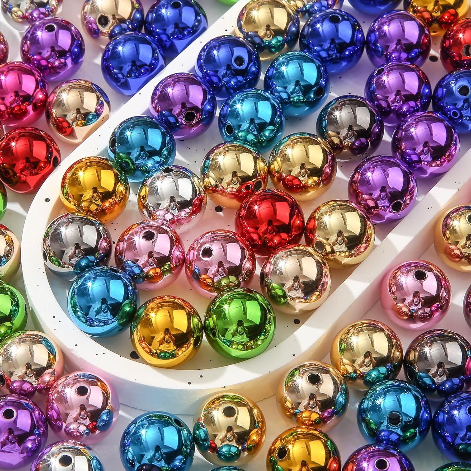 20mm UV Color Beads 100pcs Chunky Bubblegum Bead Disco Shine Disco Ball Beads for Jewelry Making Bracelet Necklace Craft Making Supplies(uv Color) - Image 5