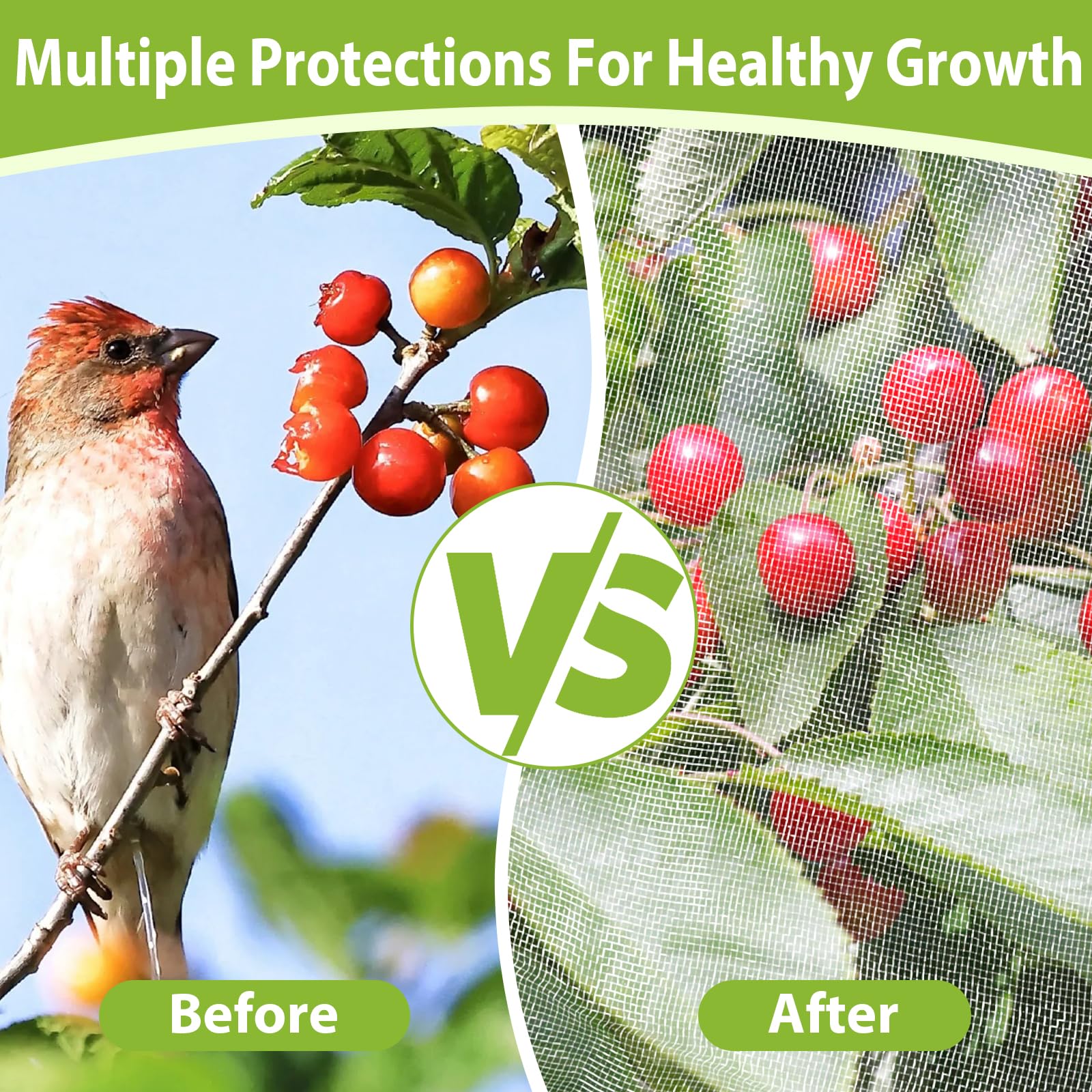 2 redes grandes para árboles frutales con cordón y cremallera, red de jardín de 8 x 8 pies para protección de jardín, red de insectos para árboles frutales, protección contra pájaros, insectos,