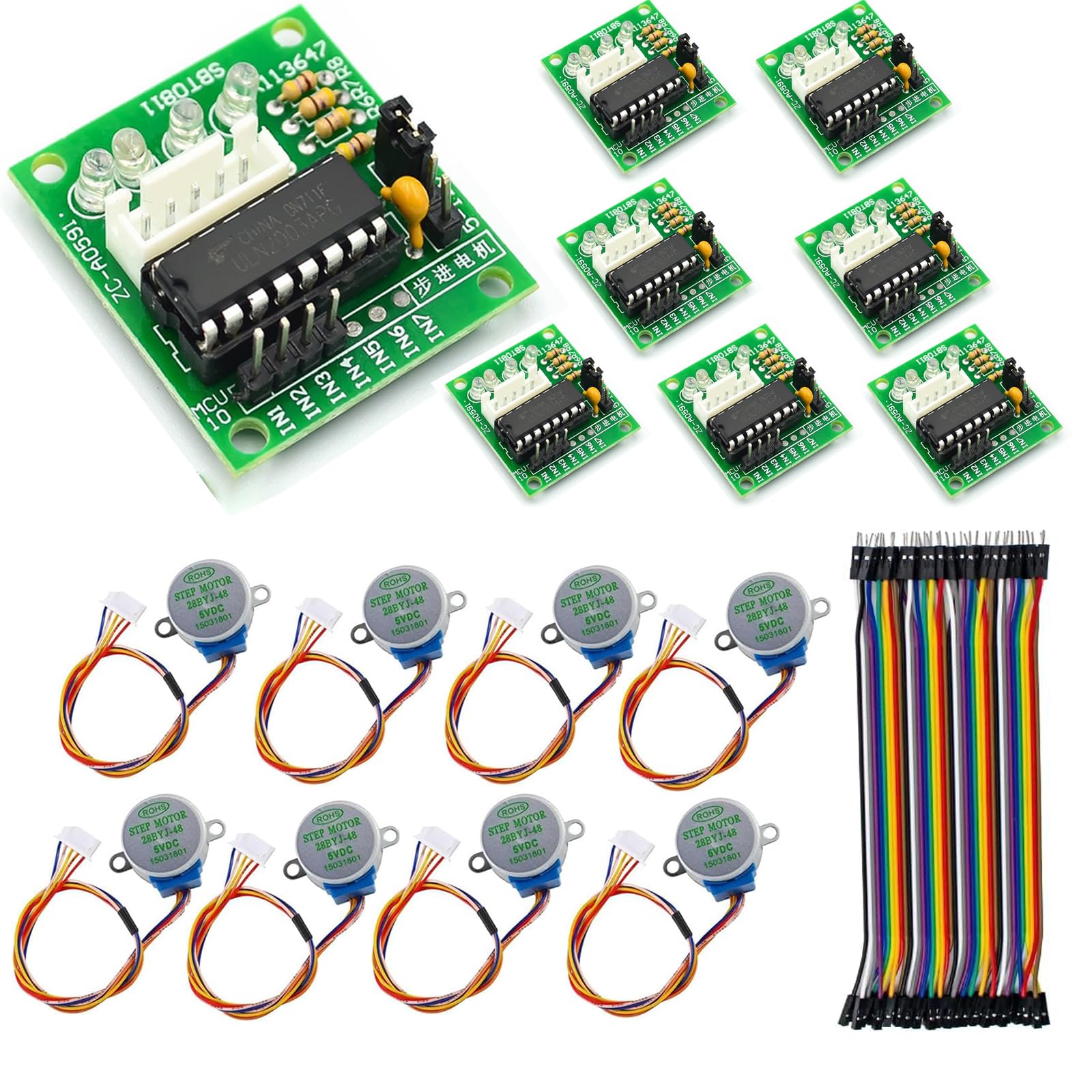 GERUI Moteur pas à pas 8 pièces Moteur pas à pas 5 V 28BYJ-48 ULN2003 et 8 pièces Plaque de pilote ULN2003 pour Arduino
