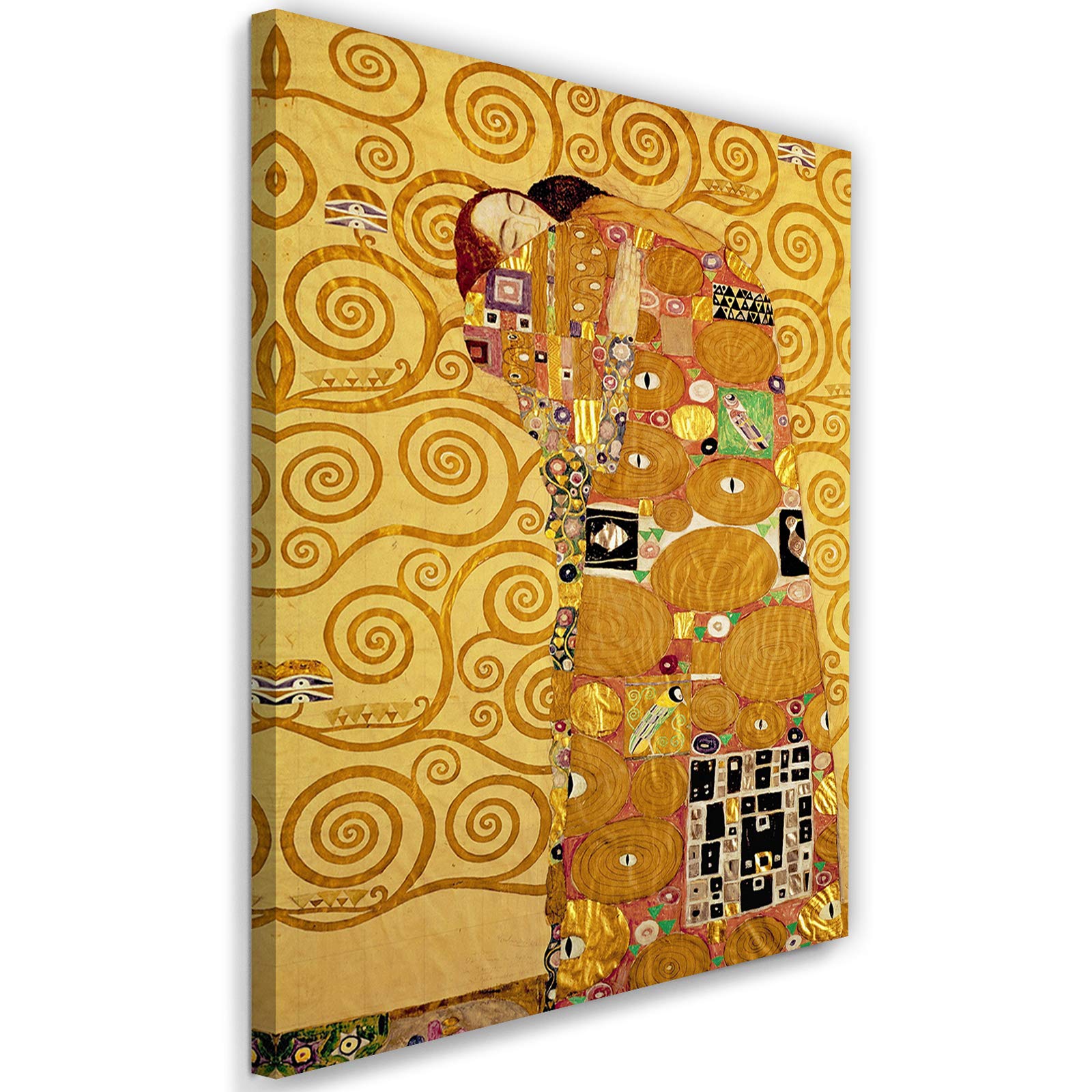 Feeby Obraz na Płótnie Drukowany Reprodukcja 60x90 cm 1-częściowy Obraz na Ścianę Dekoracja Ścienna do Salonu Sypialni Biura Para Kobieta Mężczyzna Złoty