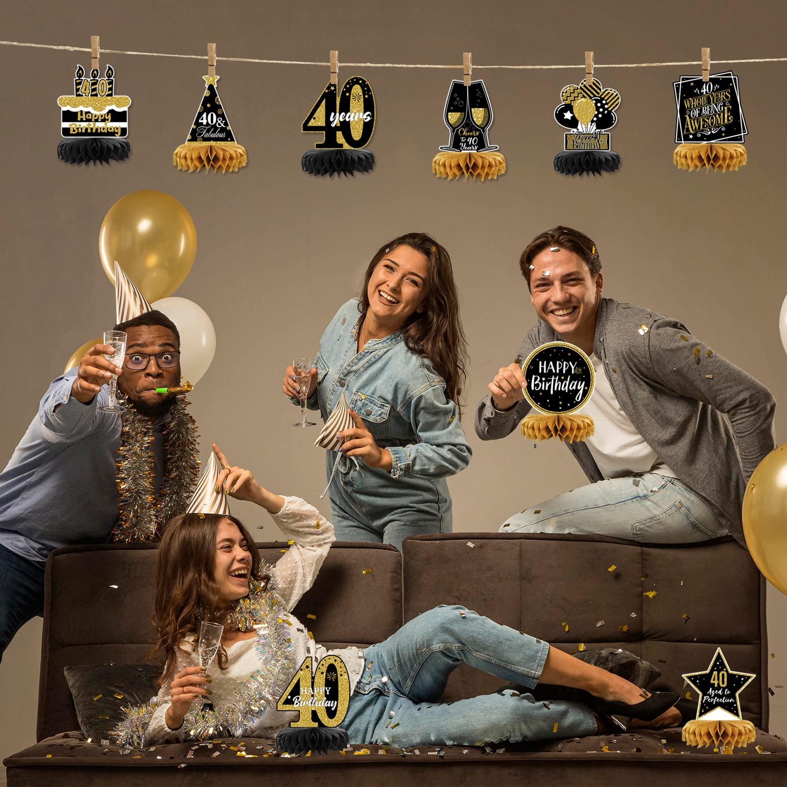 Lot De 12 Décorations De 40e Anniversaire, Chapeaux En