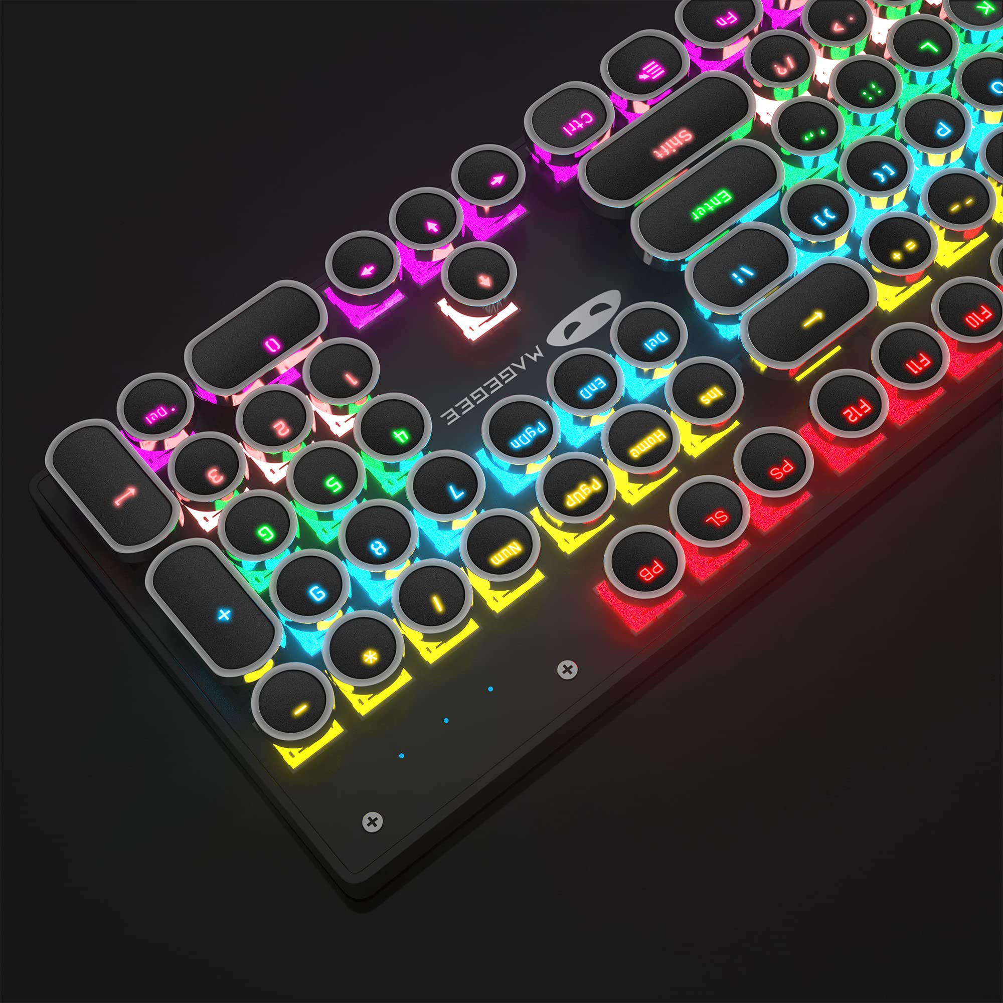 MageGee Typewriter Mechanical Gaming Keyboard, Retro Punk Round Keycap