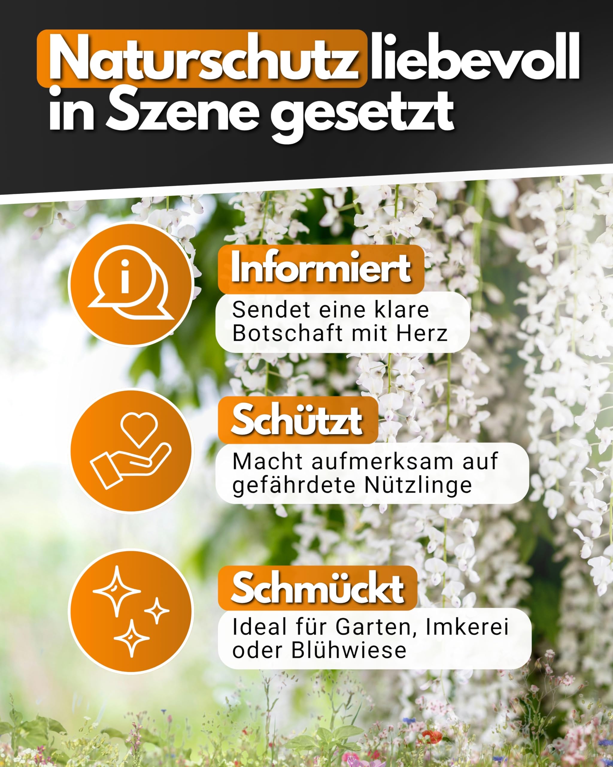 Feuerfest 123 GmbH Deko-Schild Bienen-Garten I 30x20 cm I Stilvoller Gartenstecker aus robustem 1 mm Cortenstahl I Hochwertige Edelrost-Gartendeko I Langlebiges Garten-Schild aus präziser Handarbeit